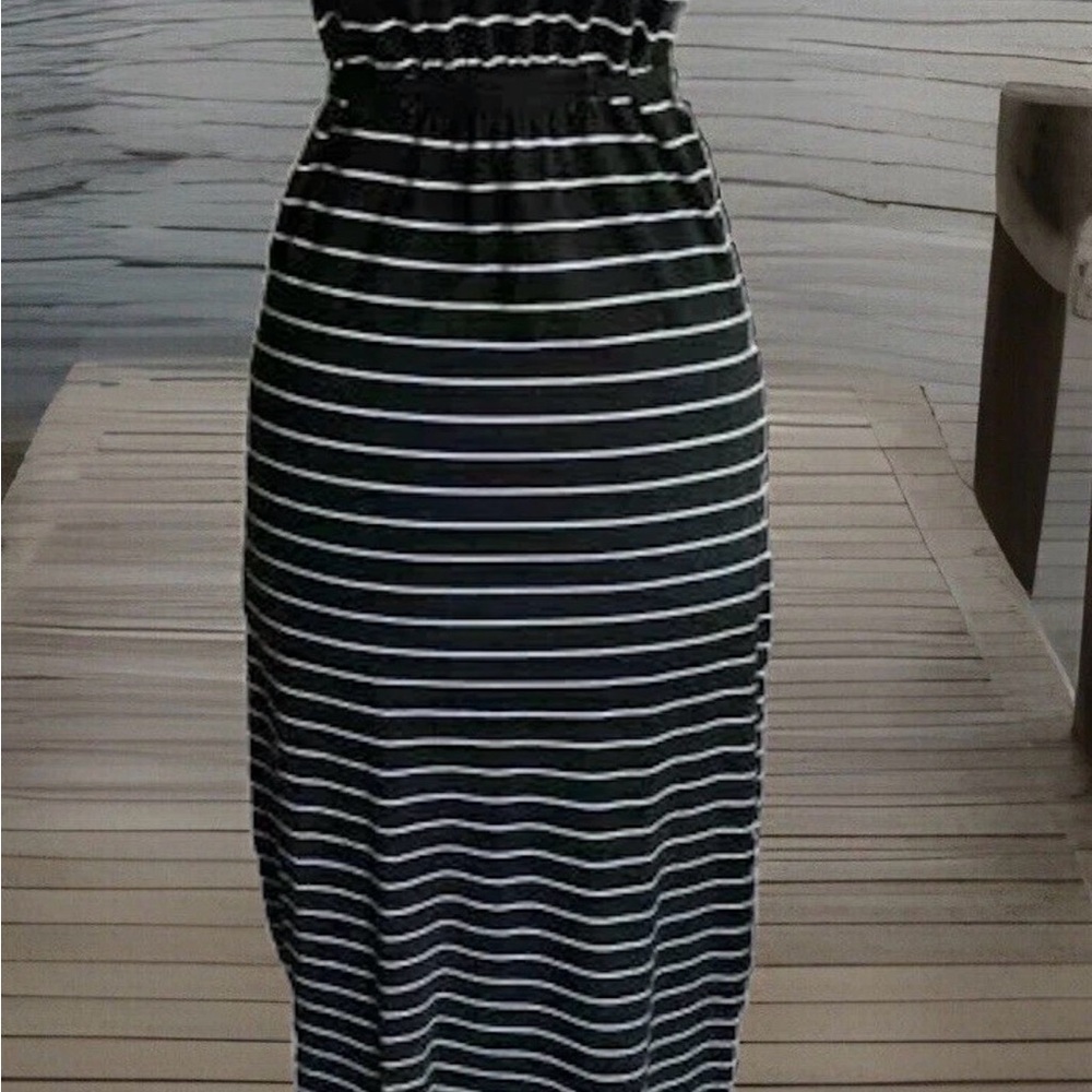 Tommy Hilfiger Striped Long Maxi Dress Small Spaghetti Straps